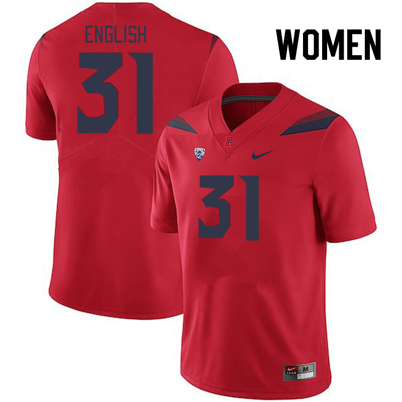 Women #31 Deric English Arizona Wildcats College Football Jerseys Stitched Sale-Red